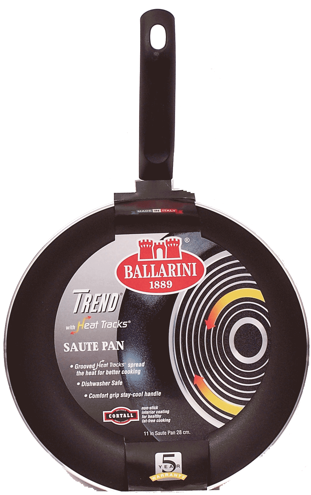 Ballarini&nbsp;Trend&nbsp;saute pan with heat tracks to spread heat, dishwasher safe, comfort grip, 11 inch Full-Size Picture